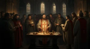 In a baptist church if you're a deacon and you leave that ch 27 the great schism 1054 (AI Generated Image)