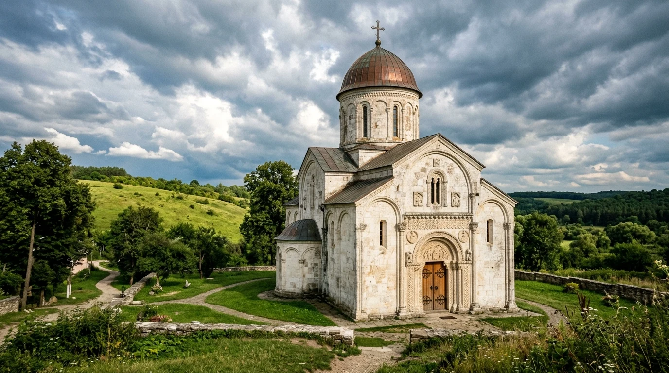 1194 Pantelimon Church in Ukraine — History | Western Church 1 12th century Church of Saint Panteleimon in Shevchenkove near Halych Ukraine (AI Generated Image)